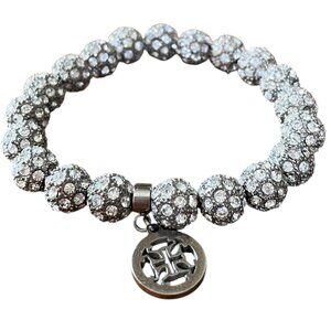 Rustic Cuff Stretch Metal Shambala Silver Logo Pave Rhinestone Bracelet